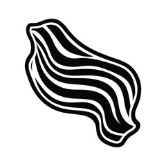 Simple vector icon of bacon, vector, outline, silhouette, illustration, isolated on white background