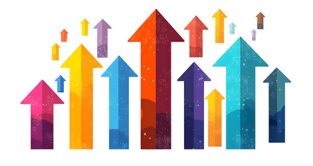 Upward Arrows in Flat Design Style for Growth,Progress and Success Concepts