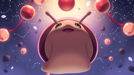 Cute snail with glowing orbs.