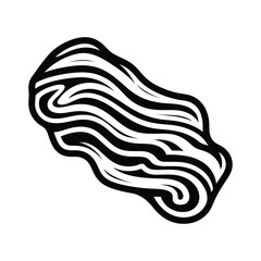 Simple vector icon of bacon, vector, outline, silhouette, illustration, isolated on white background