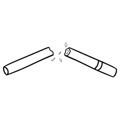 broken cigarette illustration hand drawn outline vector
