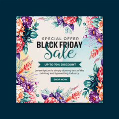 Black friday sales background with foral frame