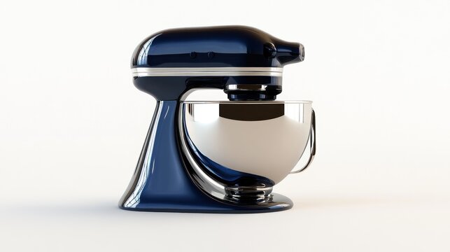 Blue stand mixer kitchen appliance, white background