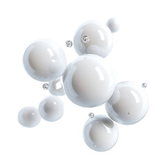 Abstract arrangement of spheres isolated on transparent background

