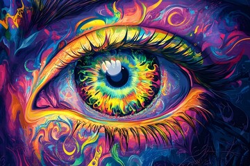 Human eye in a psychedelic art style