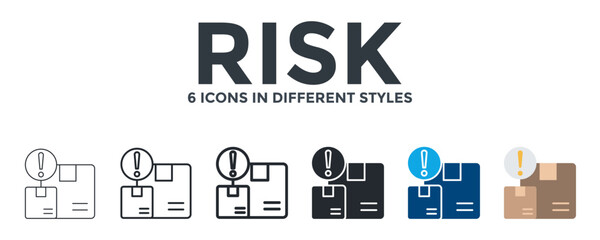 Risk Icon In Different Style Vector Illustration. Designed In Thin Line, Regular Line, Bold Line, Glyph, Color Fill, And Flat Style Can Be Used For Web