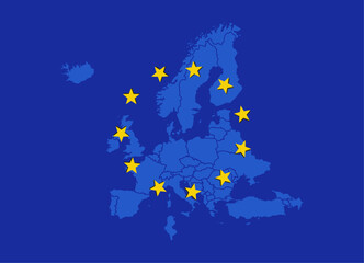 Eu map vector background. European union icon europe stars design illustration design