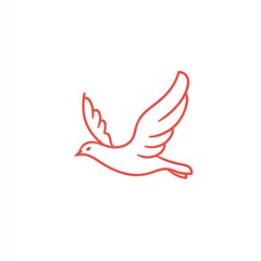 Obraz premium Simple red line drawing of a bird in flight, possible use for illustration or icon