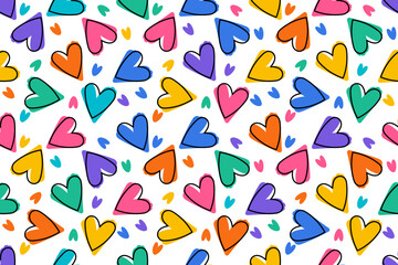 Seamless pattern with hearts. Pattern love cute girl fashion