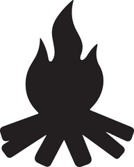 The campfire silhouette icon is isolated on a white background.
