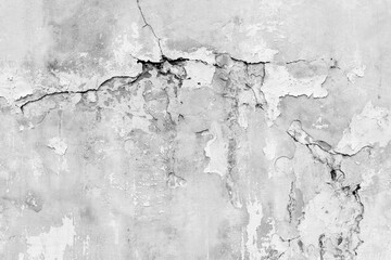 Fototapeta premium Old wall with deep cracks. Grunge gray color texture. Destruction on the surface of the wall..