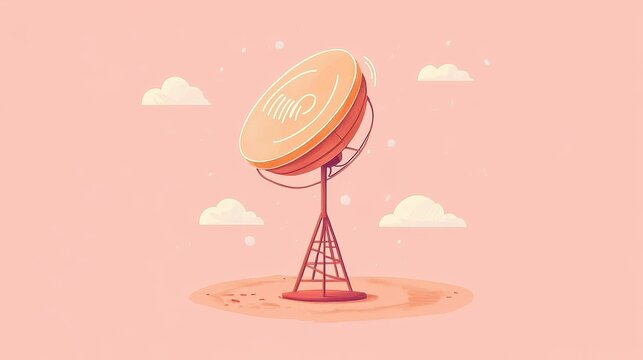 Advanced wireless communication flat design front view minimalistic theme cartoon drawing colored pastel 