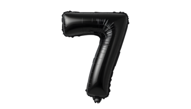 Black number seven foil balloon. - Powered by Adobe
