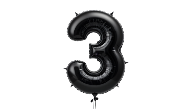 Black number three foil balloon.