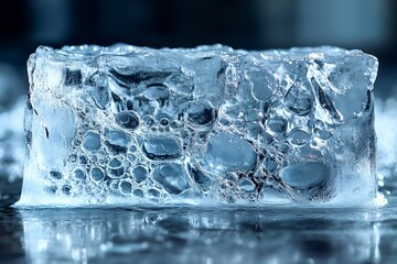 Close-up of ice cube with air bubbles