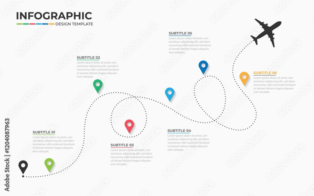 Fototapete infographic design template. creative concept with 6 steps. can be used for workflow layout, diagram