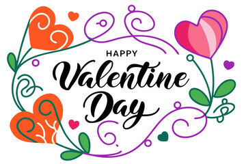 happy valentine day  card with flowers