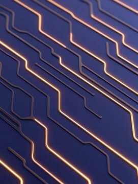 Abstract circuit board design with glowing lines on a dark background, illustrating modern technology and digital communication.