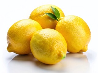 Vibrant Yellow Lemons on White Background - Fresh Citrus Fruit Still Life Photography