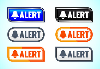 Alert button set of different shapes and colors. Suitable for mobile app, and website UI design.