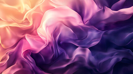 Fototapeta premium Wavy purple and pink silk fabric creates a smooth, luxurious feel.