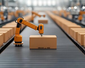 Fototapeta premium Smart factories crafting automated packaging and sorting machines