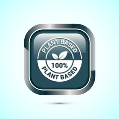 Plant based product icon design illustration. plant based food, natural ingredients. Gray color square button design