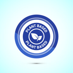 Plant based product icon design illustration. plant based food, natural ingredients. Blue color button design