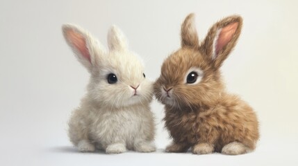 Obraz premium Cute baby rabbits on white background