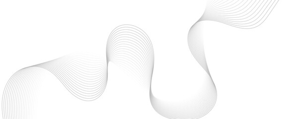 Gray wave curve lines abstract background with flowing particles. Digital energy waves technology concept. Modern backdrop design for business, presentation, banner.