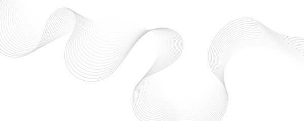 Gray wave curve lines abstract background with flowing particles. Digital energy waves technology concept. Modern backdrop design for business, presentation, banner.