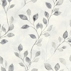 Delicate gray leaves seamless pattern design