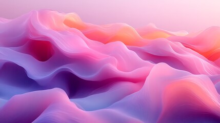Fototapeta premium Abstract Pink Purple Waves Flowing Landscape