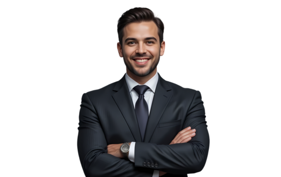 Professional man with poised stance and slight smile