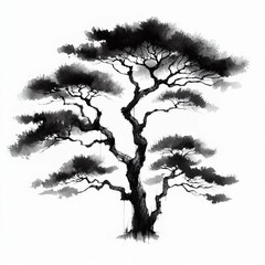 Ink Wash Trees Tree illustrations with ink wash techniques givin