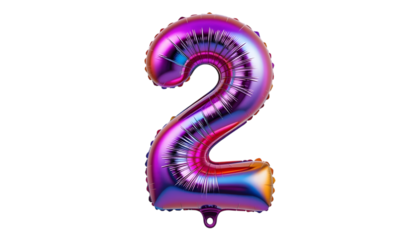 Iridescent purple number two foil balloon.