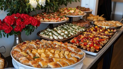 Obraz premium Large Spread of Traditional Chinese Feast for New Year Celebration