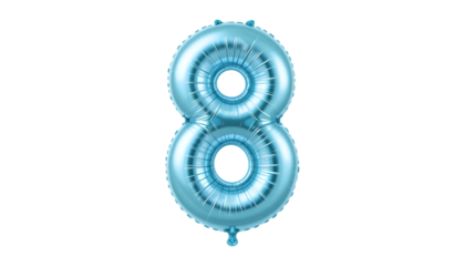 Light blue number eight foil balloon.