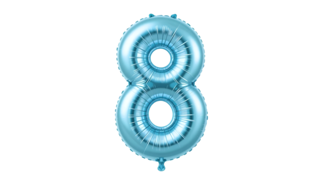 Light blue number eight foil balloon.