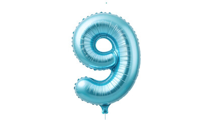 Light blue number nine foil balloon.