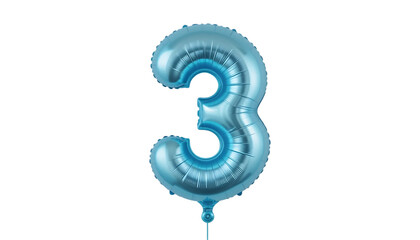 Light blue number three foil balloon.
