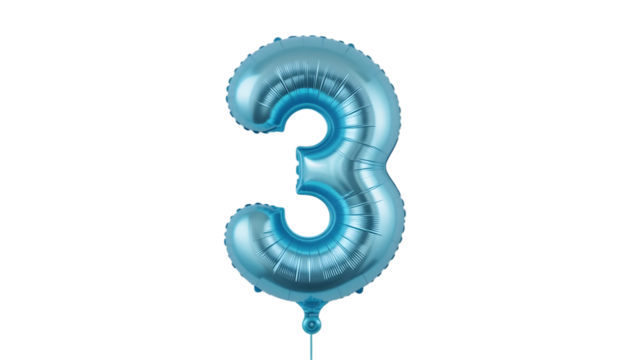Light blue number three foil balloon.
