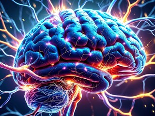 close up of human brain, neurons firing, neural extensions, cognitive learning plasticity