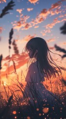 Dusky twilight with silhouetted grasses