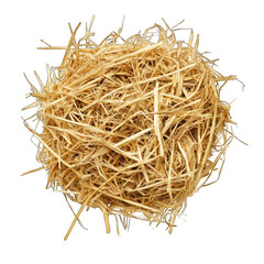 Heap of straw top view isolated on transparent background