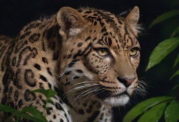 Fototapeta premium Elusive Jungle Beauty: The Endangered Leopard in the Wild.