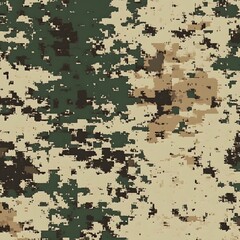 Digital camouflage background, army green, chocolate, and light brown color, with a blend of natural colors used for camouflage