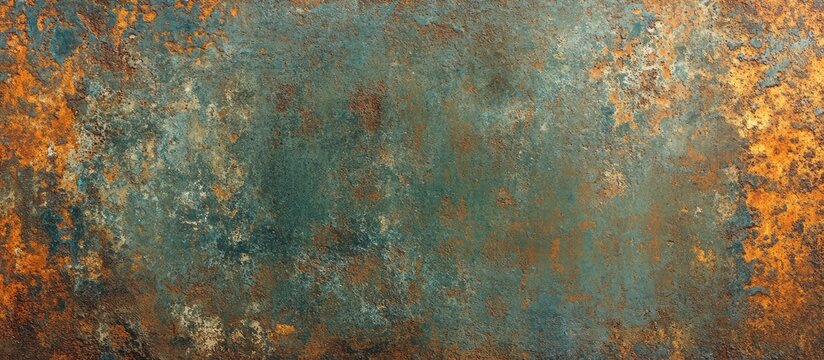 Textured abstract background with teal and orange hues featuring rust and corrosion patterns Copy Space