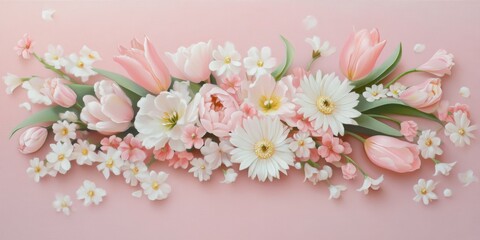 Fototapeta premium Elegant pink and white floral arrangement display