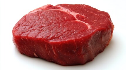 Obraz premium Raw beef steak on a white background with Copy Space for text insertion